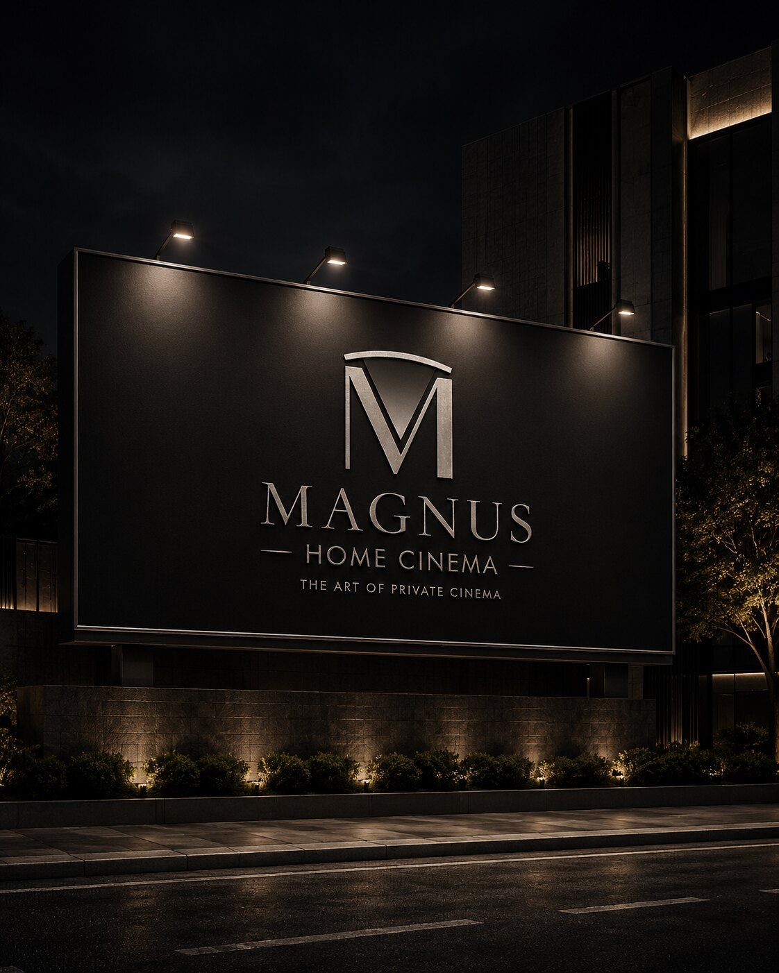 Magnus environmental signage at night