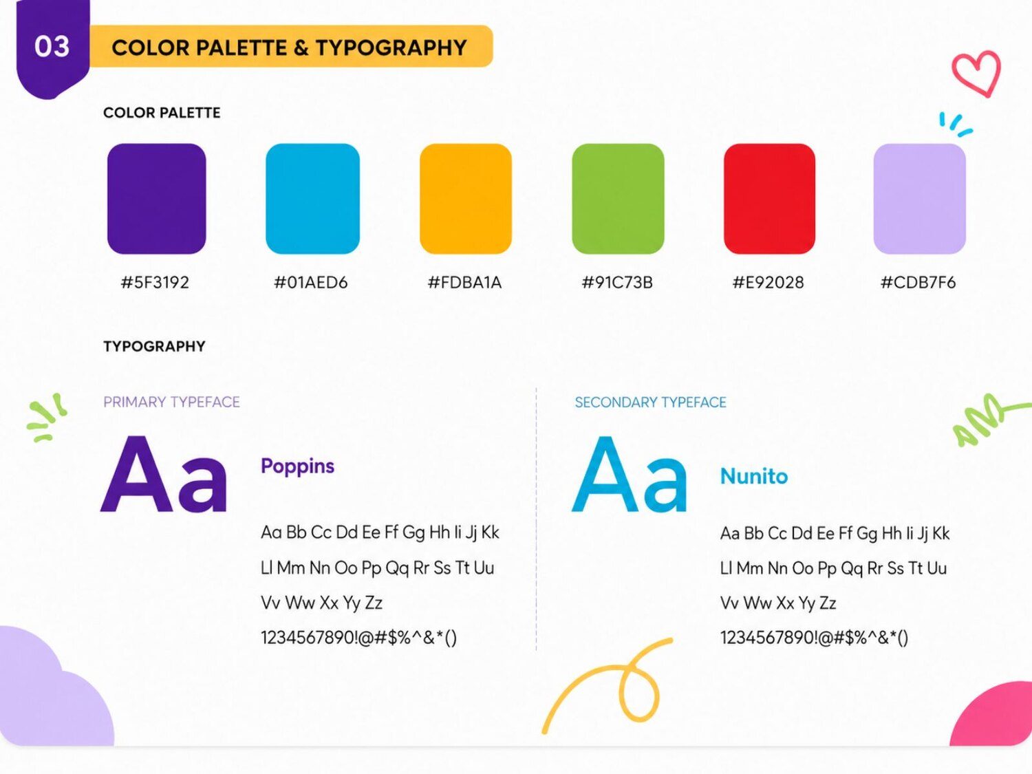 Ikigai colour palette and typography