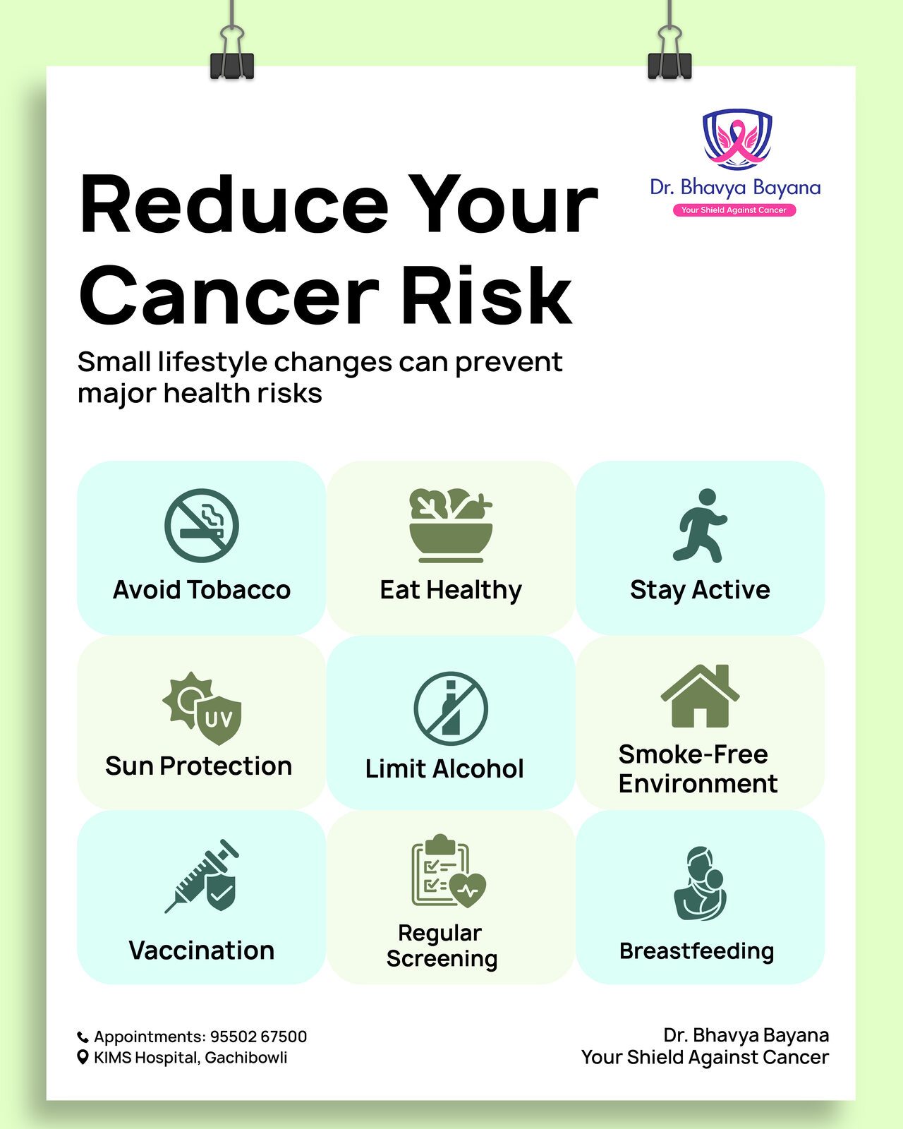 Dr. Bhavya cancer risk reduction tips