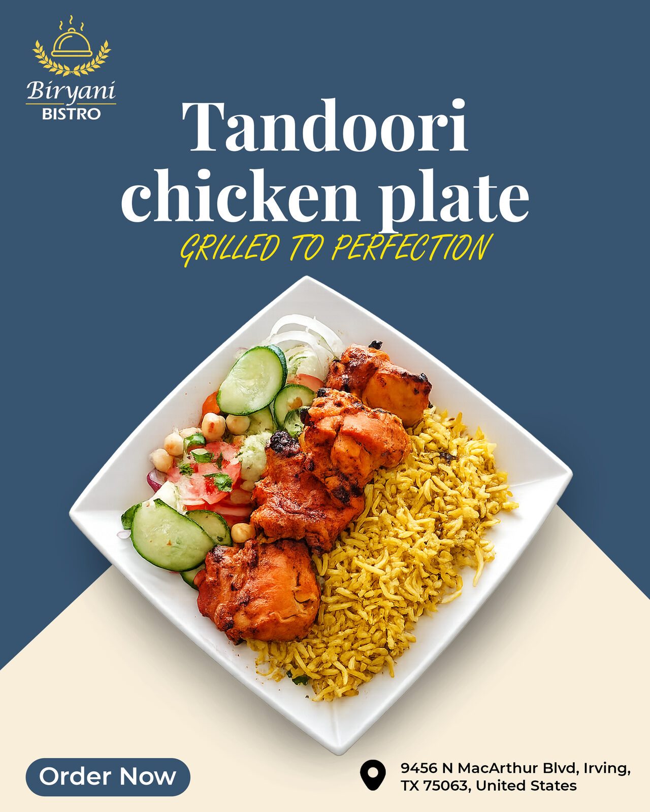 Biryani Bistro tandoori chicken plate