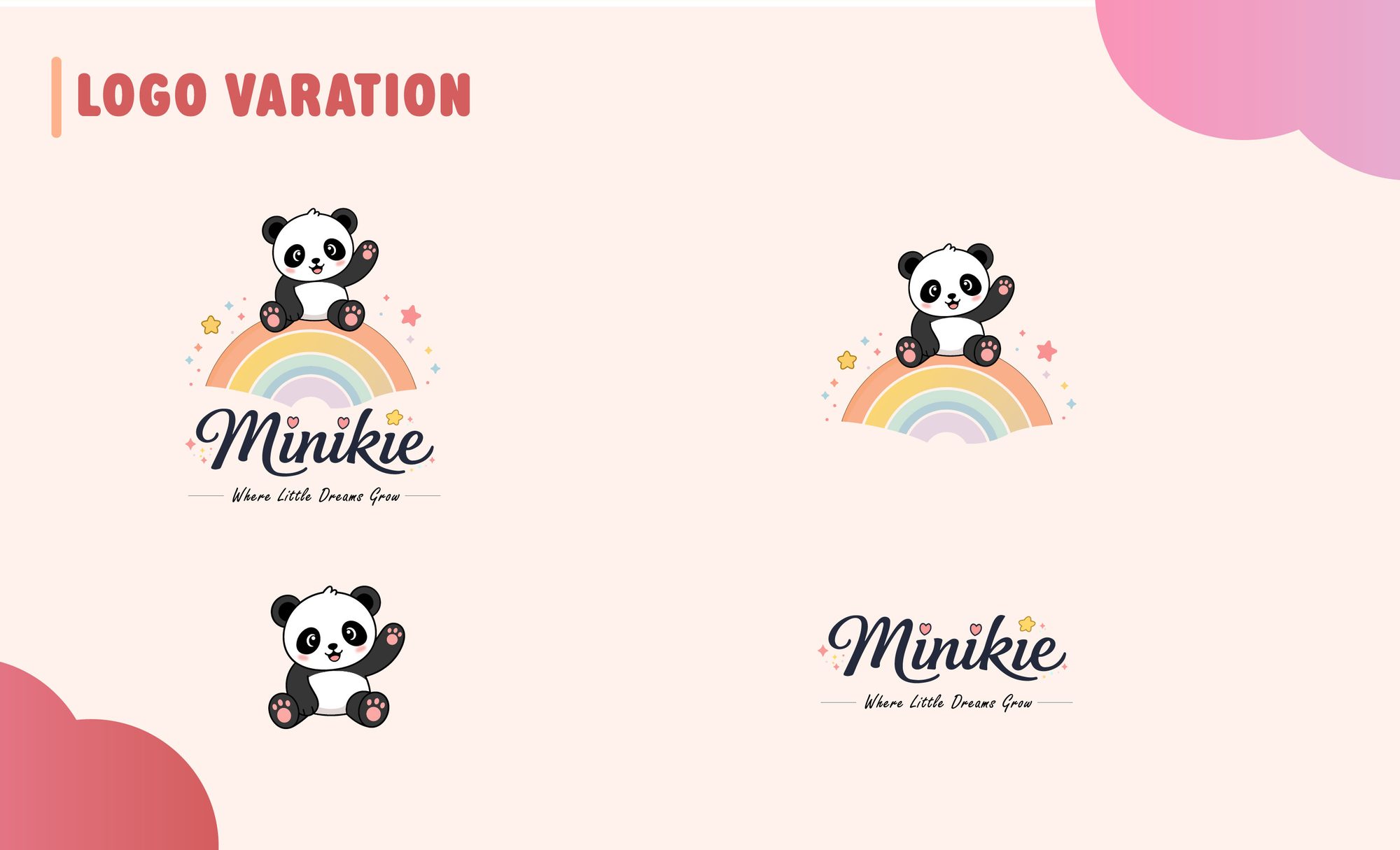 Four Minikie logo variations